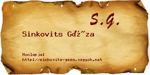 Sinkovits Géza névjegykártya
