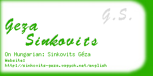 geza sinkovits business card